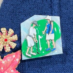 Woman Pins by Lucinda Handmade Golf Art Pin Brooch Vintage